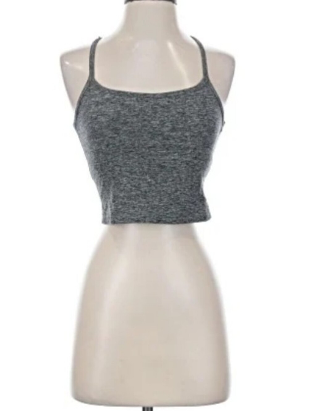 Gray Cropped Spaghetti Strap Tank Top